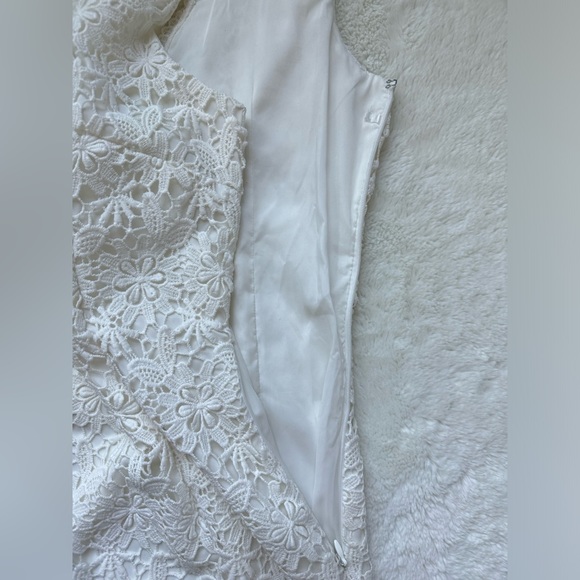 Ann Taylor Dress Women's Size 2 White Mini Lace Floral Scallop Neck Bride Party‎ - Picture 10 of 14